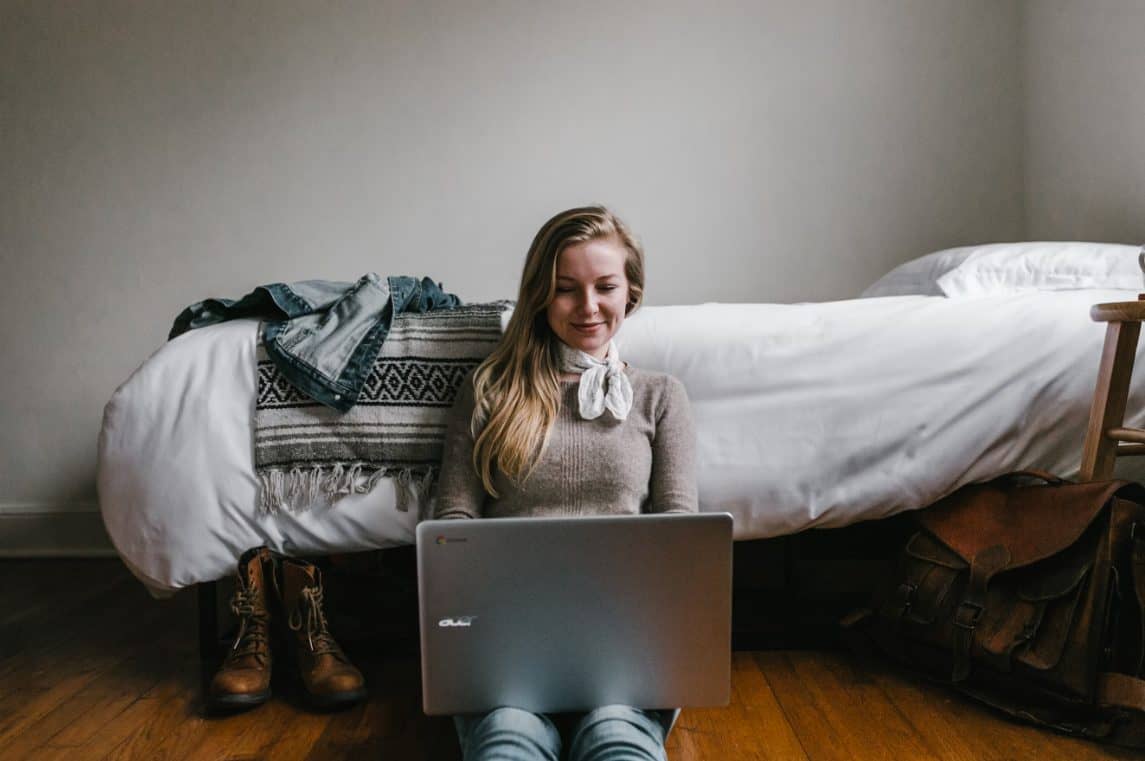 woman working on laptop